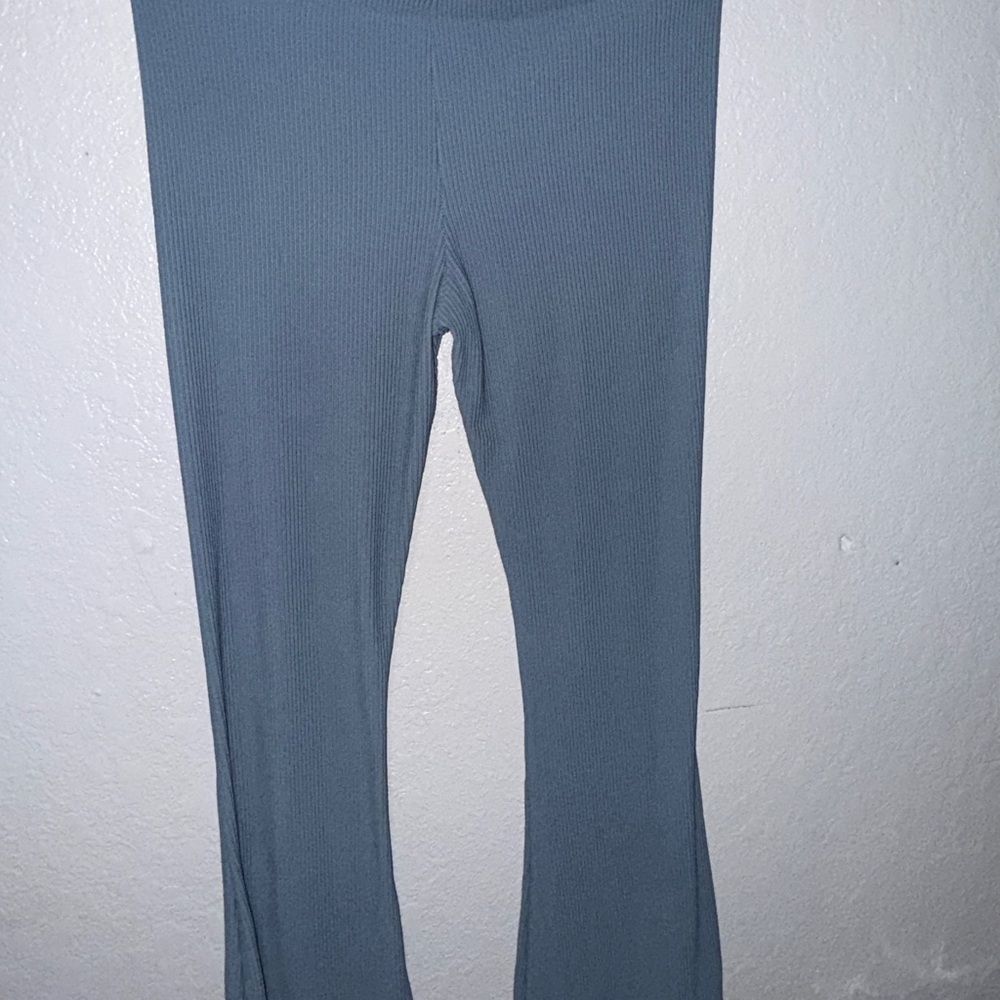 Kids Blue Ribbed Leggings